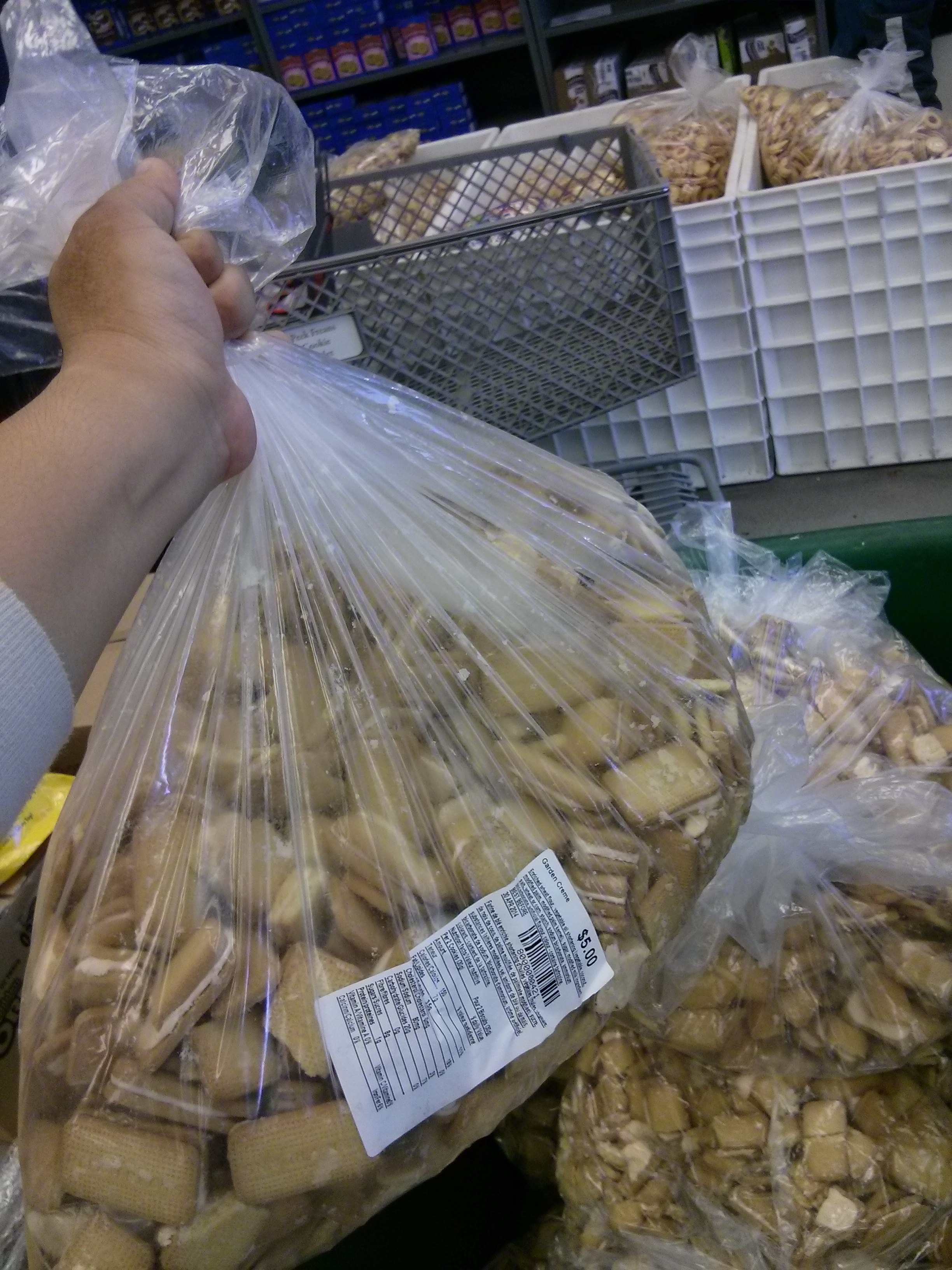 Large plastic bag filled with cookies