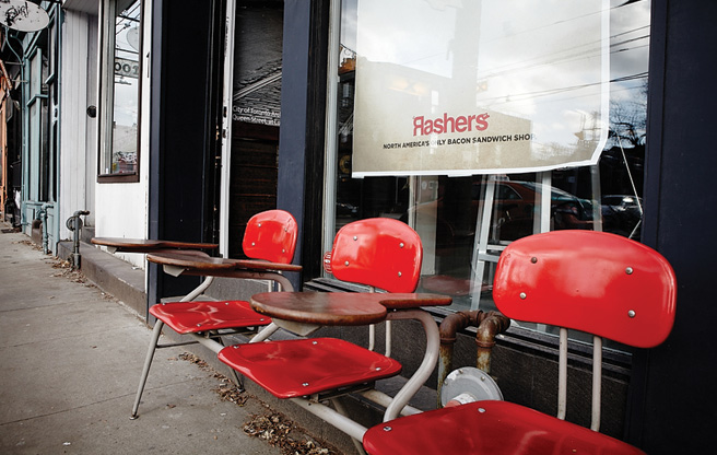 Store Front for the Bacon Sandwich Restaurant Rashers